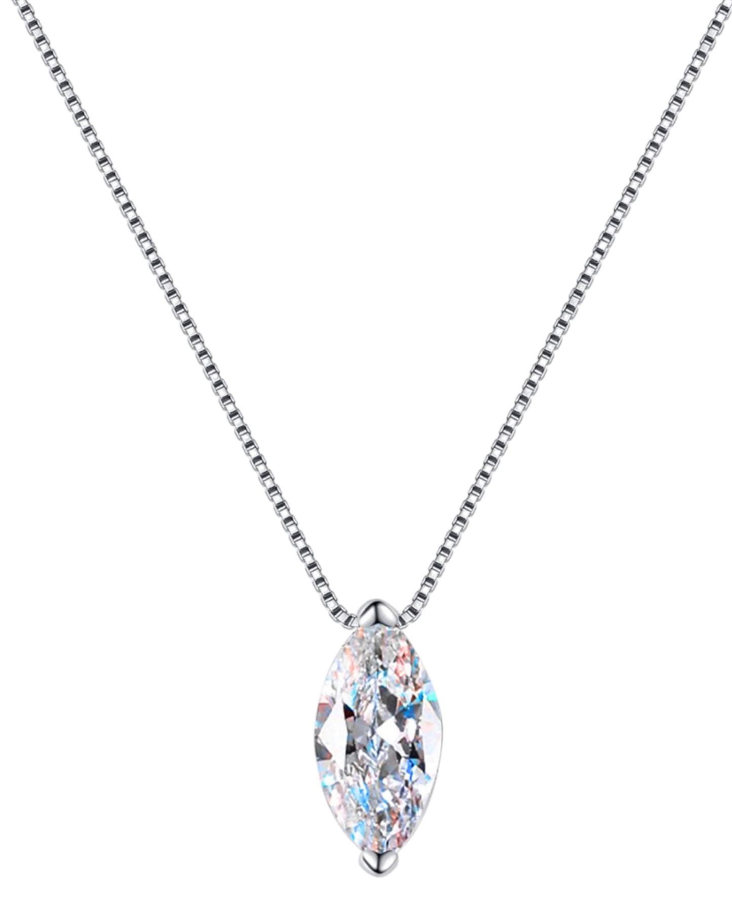 LUMIOR 1 karaat marquise moissanite ketting van 925 sterling zilver met rhodium plating voor een luxe uitstraling.