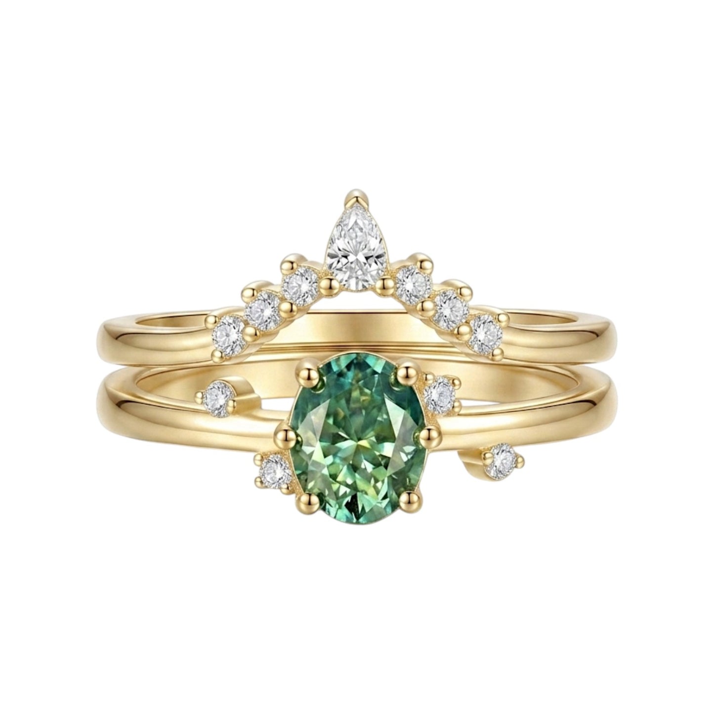 Amara 18K Gold Moissanite Stacked Ring Set (1 Carat)