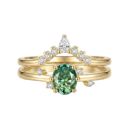 Amara 18K Gold Moissanite Stacked Ring Set (1 Carat)