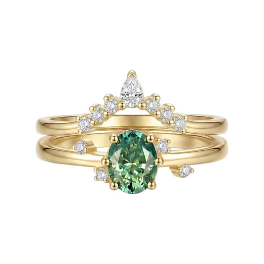Amara 18K Gold Moissanite Stacked Ring Set (1 Carat)
