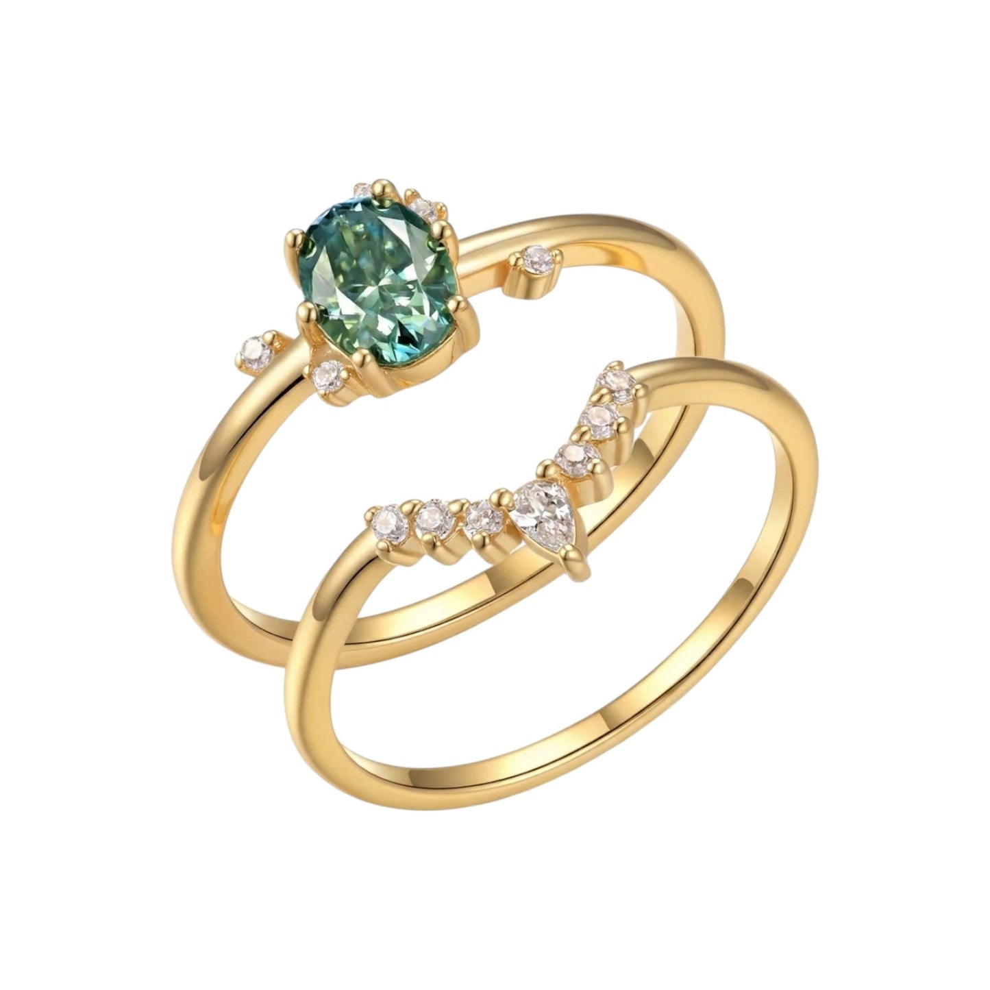 Amara 18K Gold Moissanite Stacked Ring Set (1 Carat)