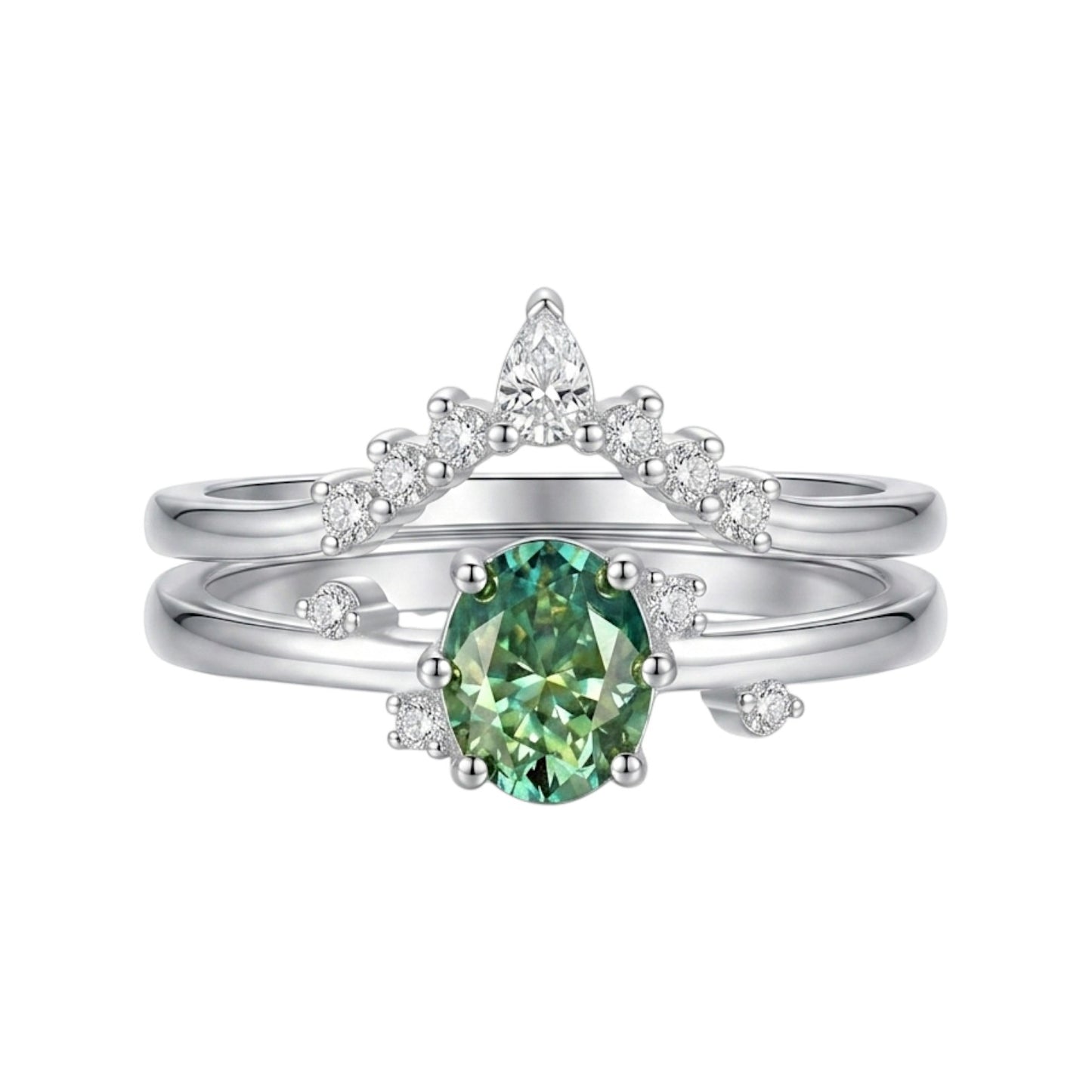 Amara 18K Gold Moissanite Stacked Ring Set (1 Carat)