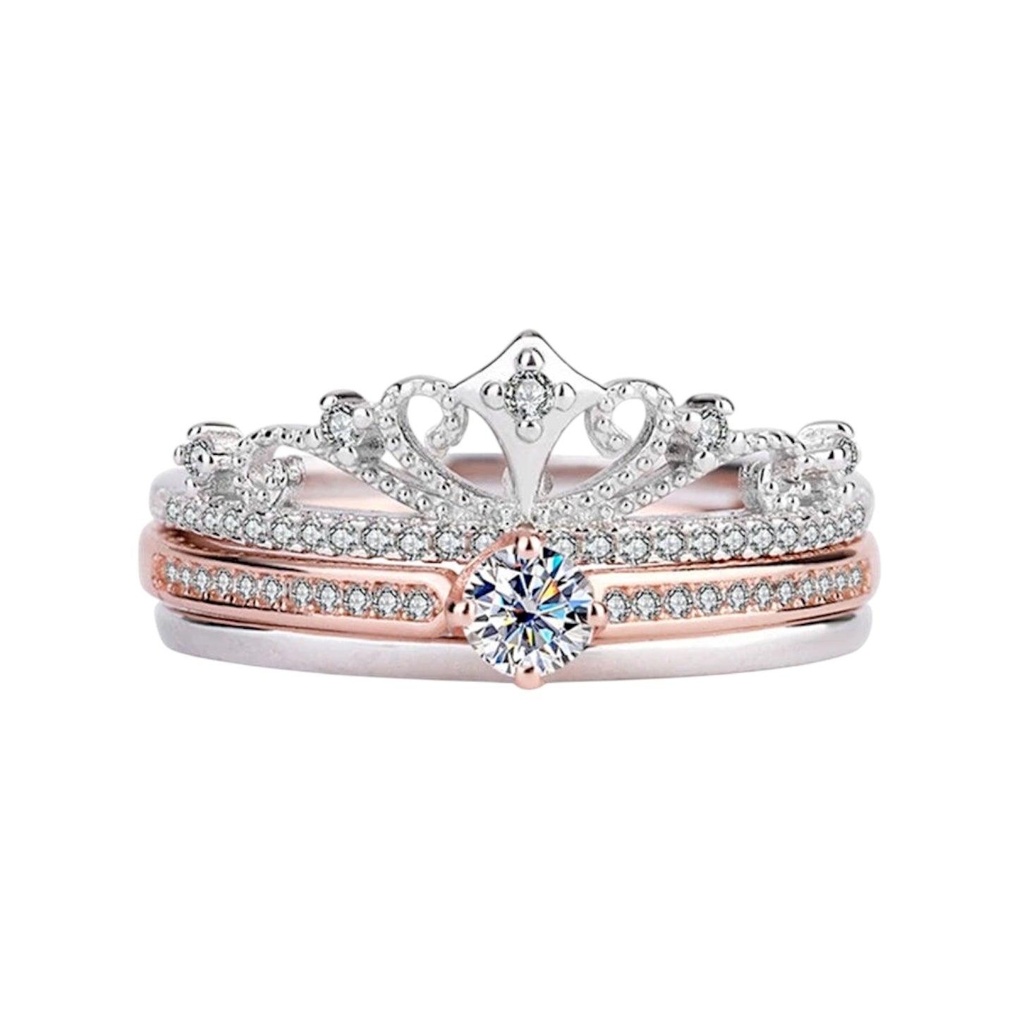 Aurelia Castle Crown Moissanite Ring (Two-Tone Rose Gold)
