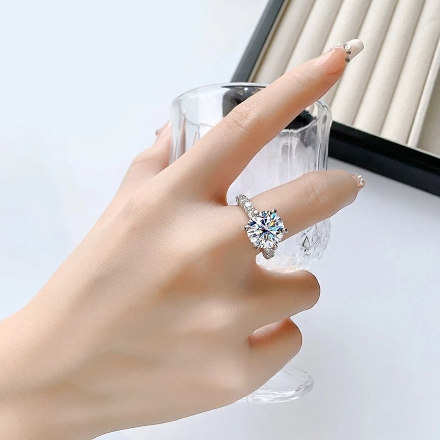 Selene White Moonlight Moissanite Goddess Ring (2 Carat)