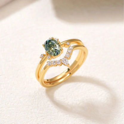 Amara 18K Gold Moissanite Stacked Ring Set (1 Carat)