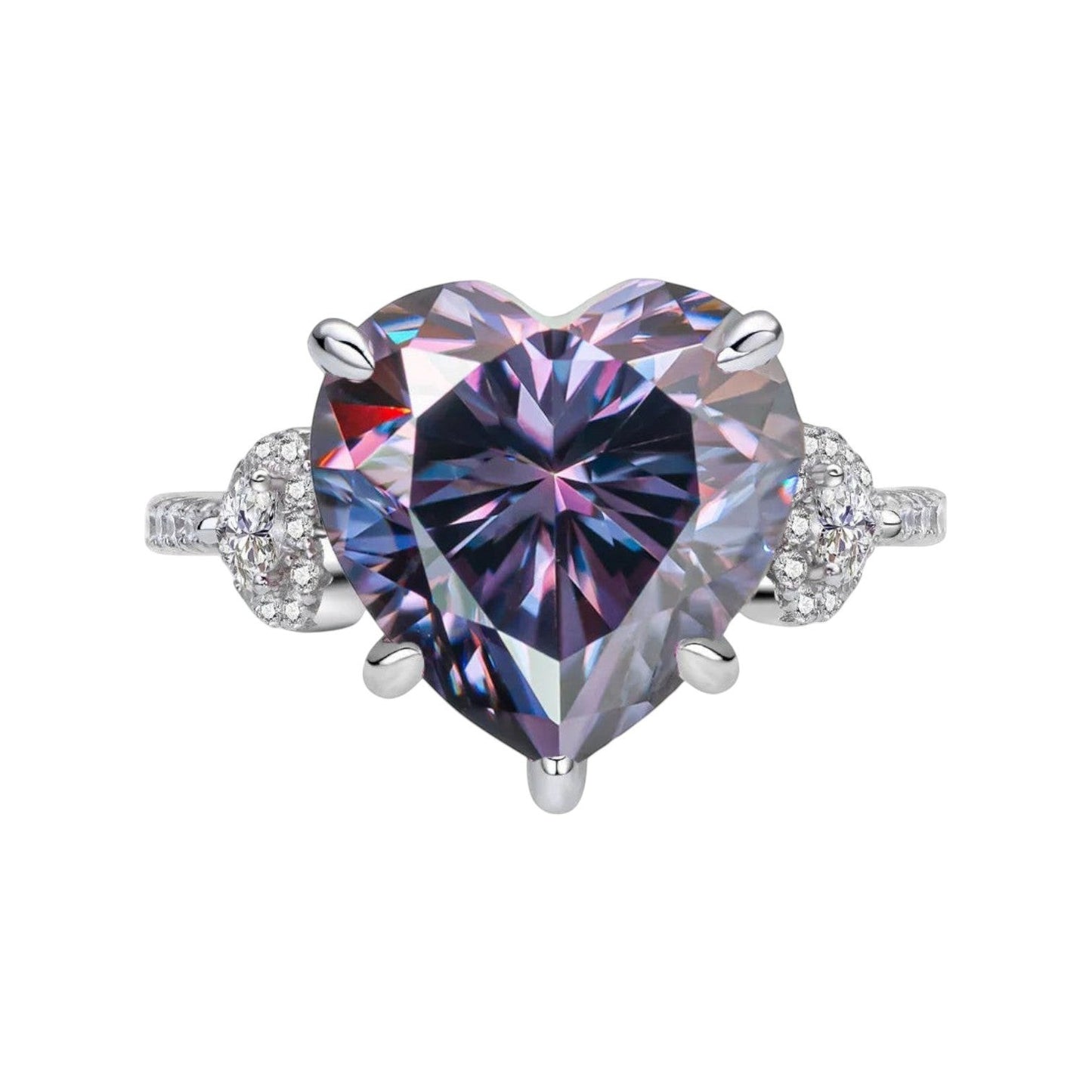 Amandine Royal Heart Moissanite Pavé Ring (6 Carat)