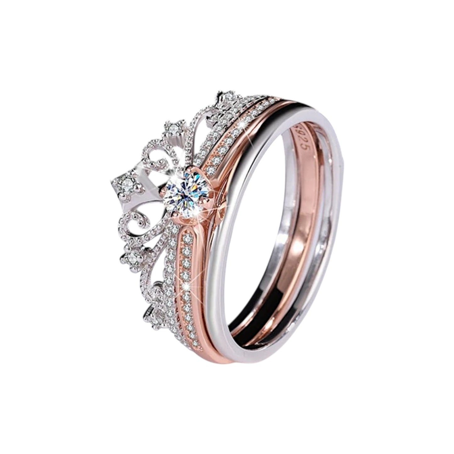 Aurelia Castle Crown Moissanite Ring (Two-Tone Rose Gold)