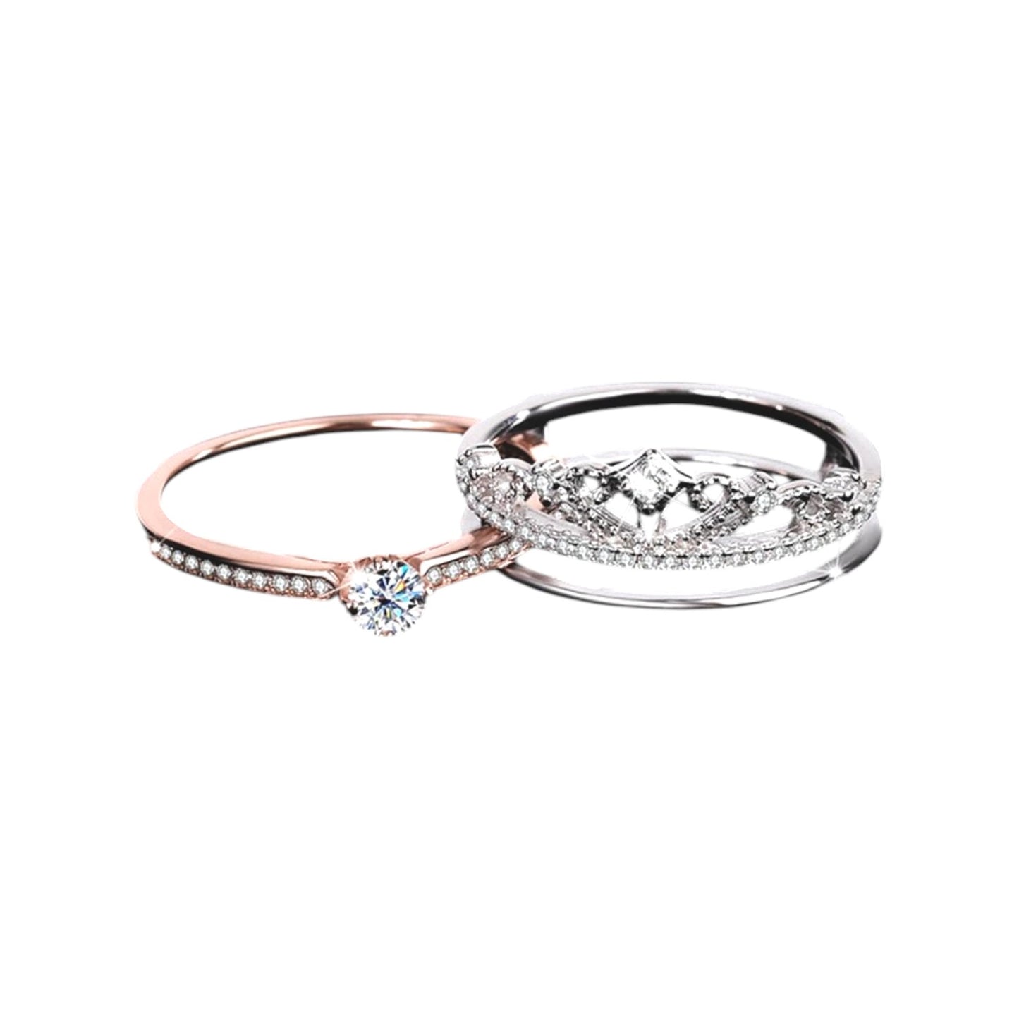 Aurelia Castle Crown Moissanite Ring (Two-Tone Rose Gold)