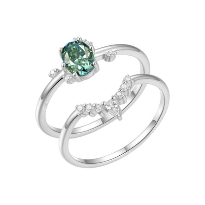 Amara 18K Gold Moissanite Stacked Ring Set (1 Carat)