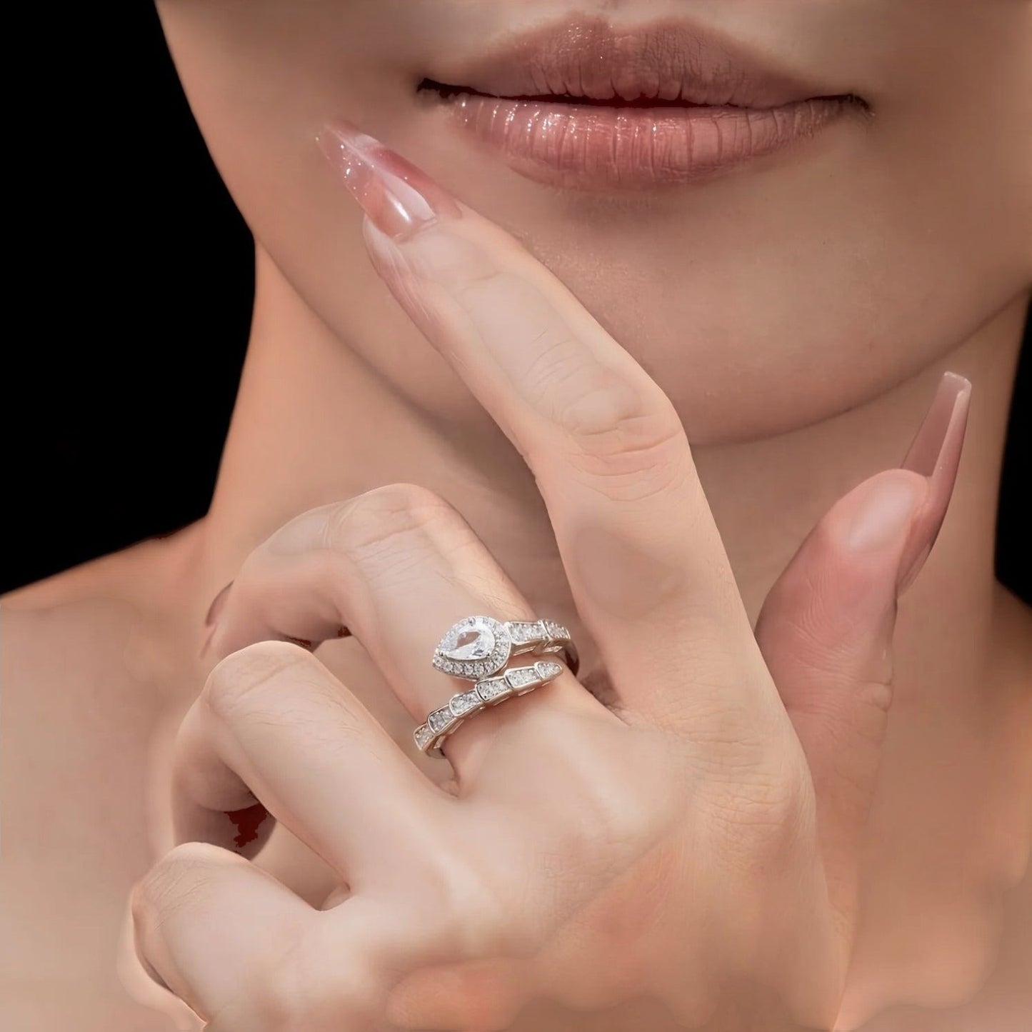 Serpentina Luxury Moissanite Snake Statement Ring