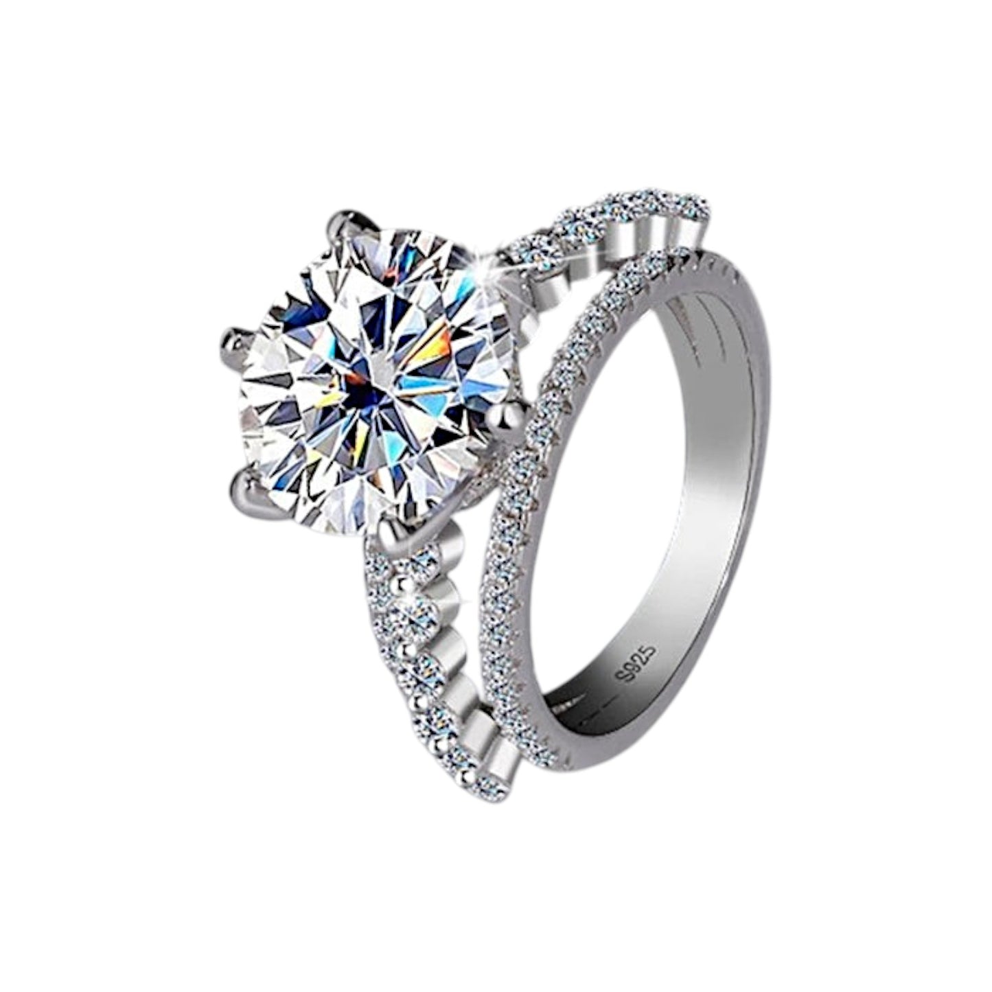 Eternia Six-Prong Moissanite Stacked Ring Set (5 Carat)
