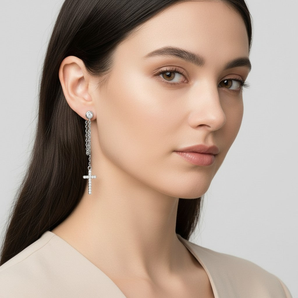Sacred Cross Earrings (0.2 Carat)