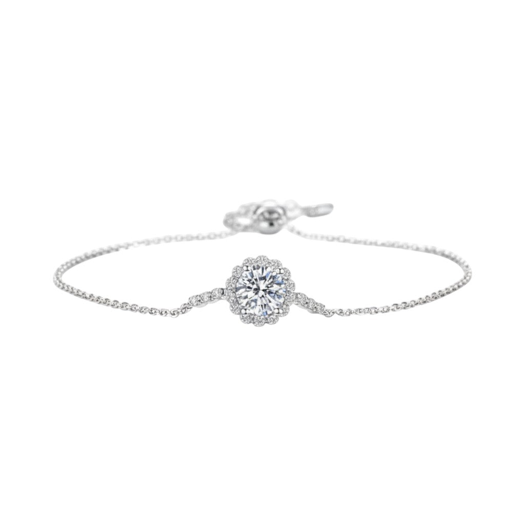 LUMIOR 1 karaat moissanite armband met zirkonia accenten in 925 sterling zilver met rhodium plating