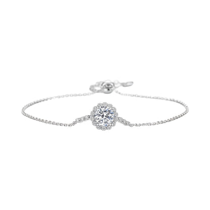 LUMIOR 1 karaat moissanite armband met zirkonia accenten in 925 sterling zilver met rhodium plating