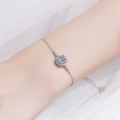 LUMIOR 1 karaat moissanite radiante schakelarmband in 925 sterling zilver met zirkonia accenten