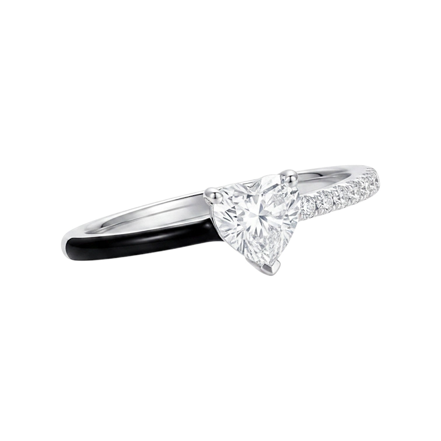 LUMIOR Amora™ ring met hartvormige moissanite en tweekleurige band, 0.5 karaat