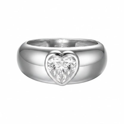 LUMIOR Amoria™ ring met dikke band en hartvormige moissanite steen van 1.2 karaat in 925 sterling zilver.