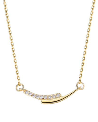 LUMIOR Aura ketting van 925 sterling zilver met minimalistische hanger en glinsterende strass-steentjes.