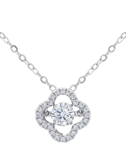 LUMIOR Botanical Aura ketting van 925 sterling zilver met 0,5 karaat moissaniet in een bloemvormig design.