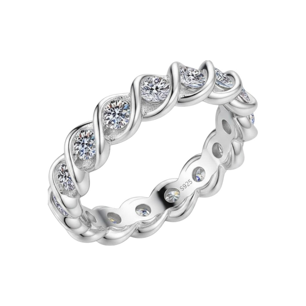 LUMIOR Lumiora™ ring met cluster zetting van moissaniet in 925 sterling zilver met 18K geelgoud plating.