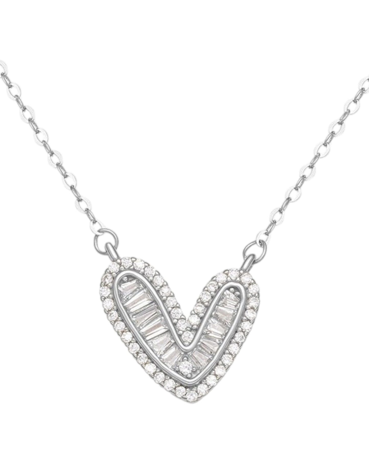 LUMIOR Eternal Heart ketting van 925 sterling zilver met zirkonia stenen en een verfijnde hartvormige hanger.