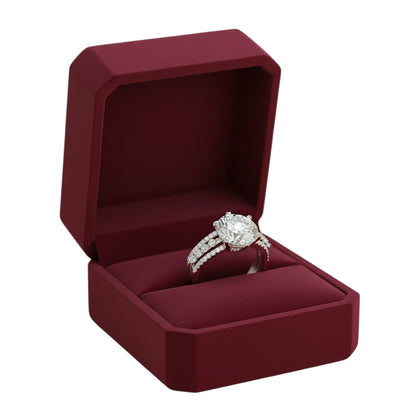 LUMIOR Eternia™ ring set met 5 karaat moissaniet en zes-prong zetting, 925 sterling zilver met rhodium afwerking.