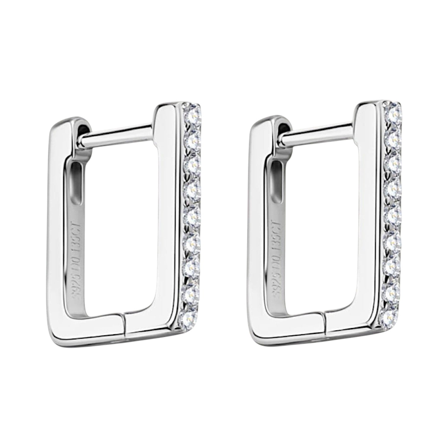 LUMIOR Geometric Aura Moissanite Oorbellen, 925 Sterling Zilver met platina plating, bezet met moissaniet