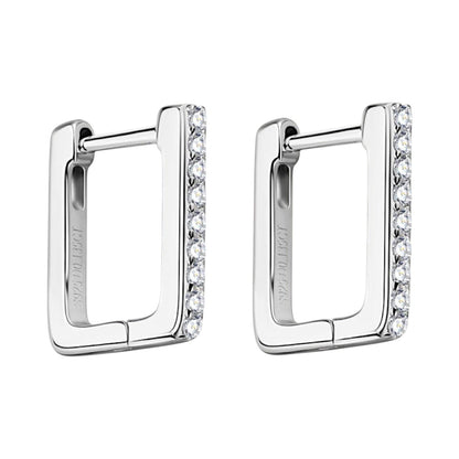 LUMIOR Geometric Aura Moissanite Oorbellen, 925 Sterling Zilver met platina plating, bezet met moissaniet