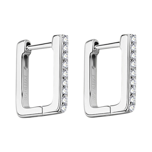 LUMIOR Geometric Aura Moissanite Oorbellen, 925 Sterling Zilver met platina plating, bezet met moissaniet