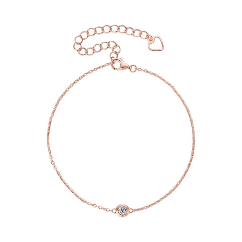 LUMIOR gouden armband met 0.1 karaat moissaniet en hartvormige sluiting, 18K verguld sterling zilver