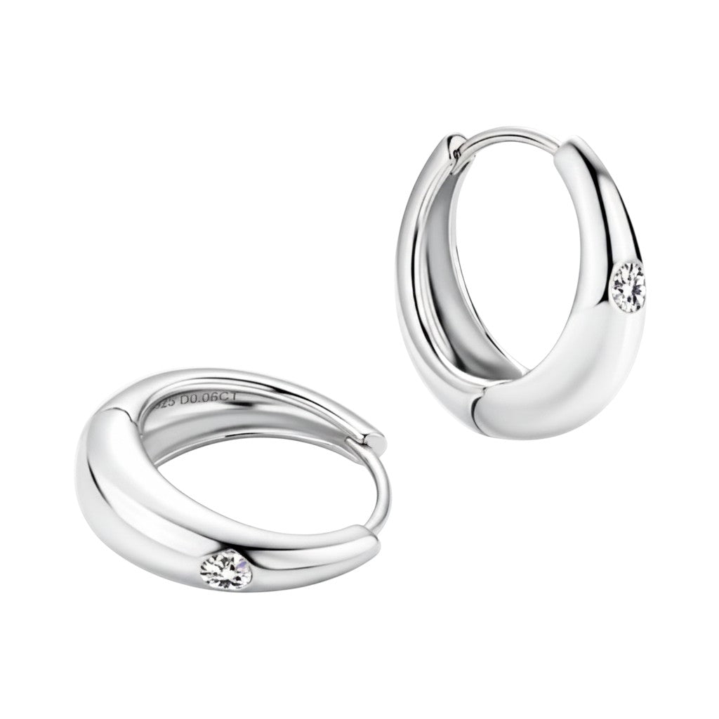 LUMIOR minimalist gouden oorbellen met 0.12 karaat moissaniet steentjes, gemaakt van 925 sterling zilver met platina of 18K goudlaag.