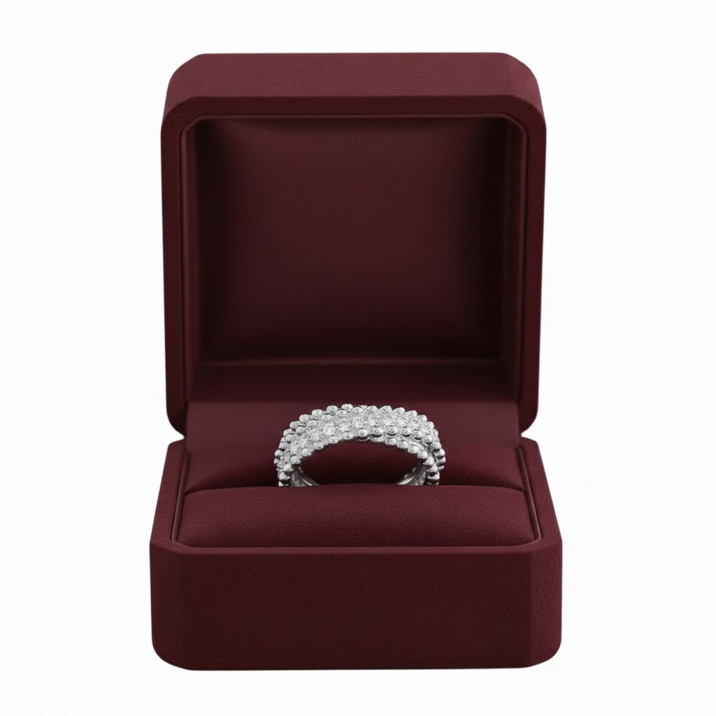 LUMIOR gouden ring met moissanite stenen, 1 karaat, 925 sterling zilver met 18K geelgouden plating.