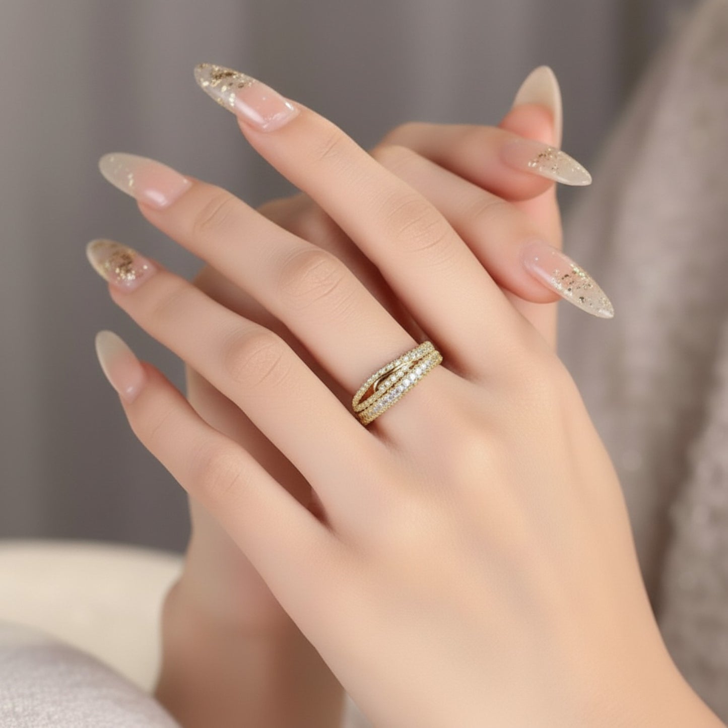 LUMIOR gouden ring met moissanite diamanten, 1 karaat, sterrenhemel design