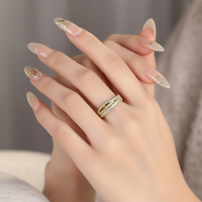 LUMIOR gouden ring met moissanite diamanten, 1 karaat, sterrenhemel design
