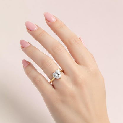 LUMIOR Cordelia ring met hartvormige moissaniet diamant in 18K geelgoud verguld sterling zilver
