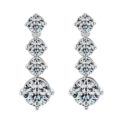 LUMIOR Imperial Aura 4 karaat D-kleur moissaniet oorbellen in 925 sterling zilver, met vier stenen per oor.