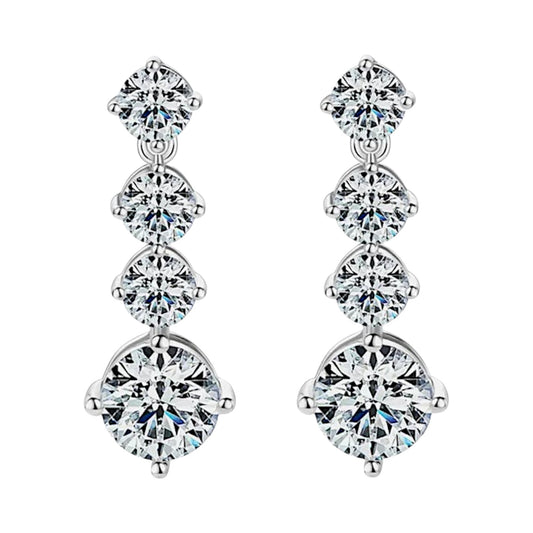 LUMIOR Imperial Aura 4 karaat D-kleur moissaniet oorbellen in 925 sterling zilver, met vier stenen per oor.