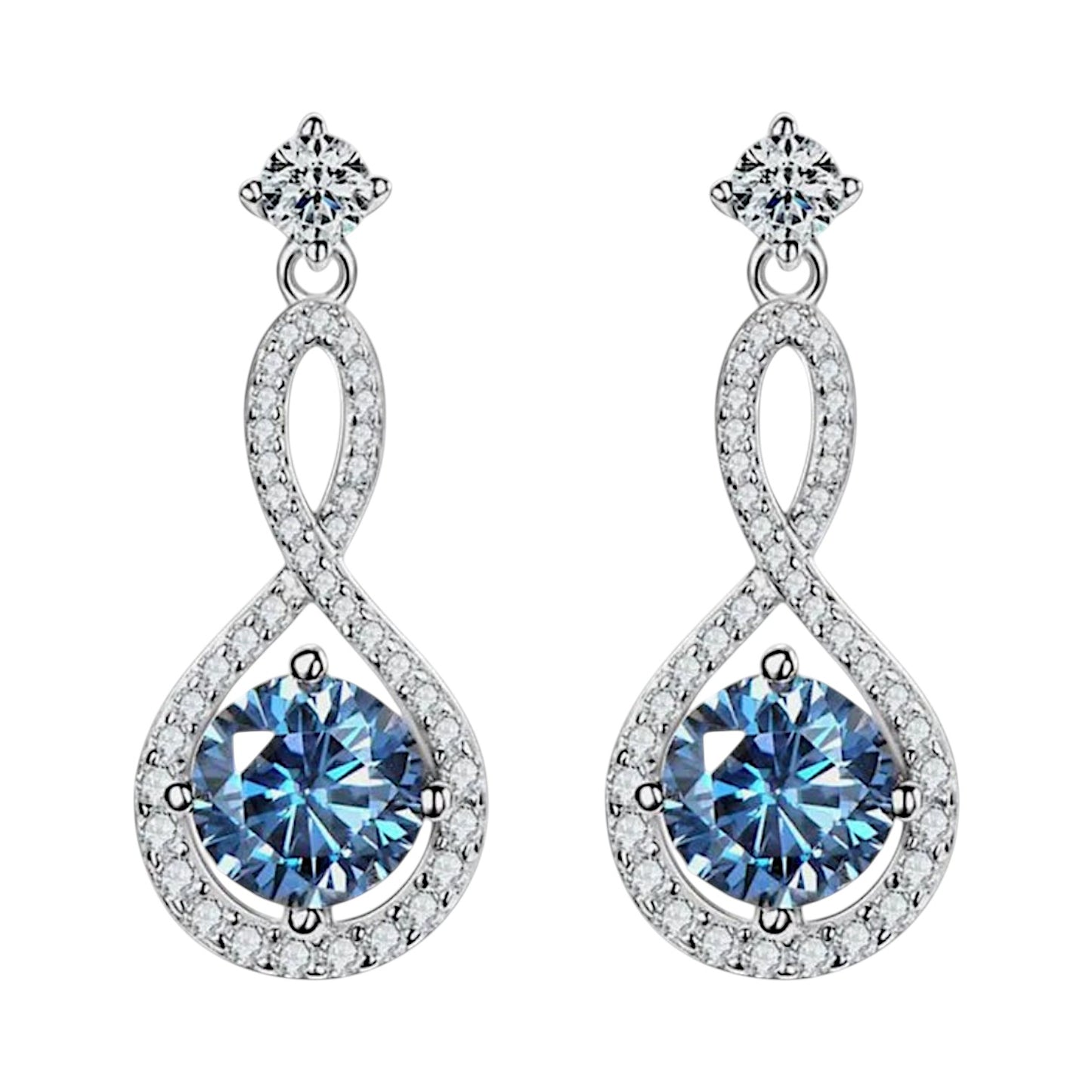 LUMIOR Imperial Aura 1 Carat Moissanite Oorbel met blauwe steen en sterling zilver