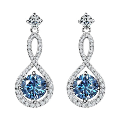 LUMIOR Imperial Aura 1 Carat Moissanite Oorbel met blauwe steen en sterling zilver