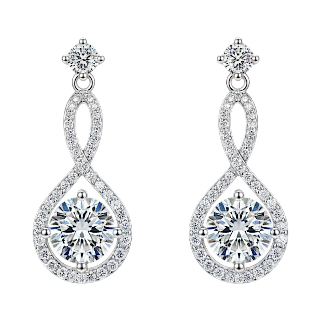 LUMIOR Imperial Aura 1 Carat Moissanite Oorstekers in 925 Sterling Zilver met Infinity Design