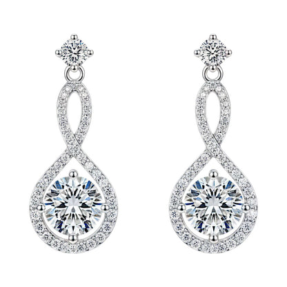 LUMIOR Imperial Aura 1 Carat Moissanite Oorstekers in 925 Sterling Zilver met Infinity Design