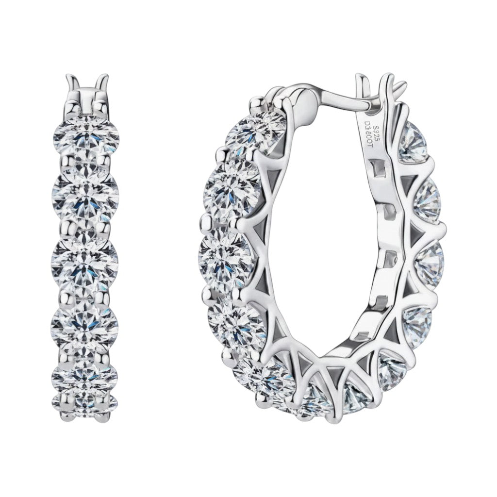LUMIOR Imperial Cascade 7.2 ctw moissanite oorbellen in sterling zilver met platina plating. Statement oorbellen met veel stenen.