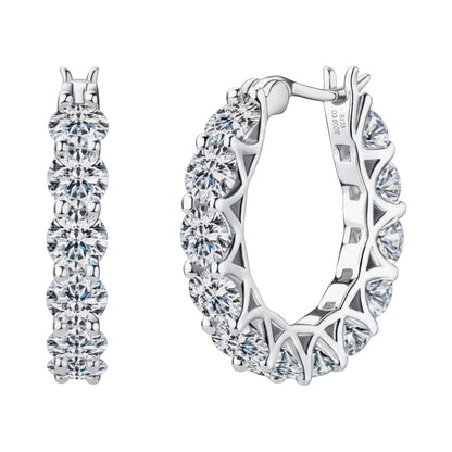 LUMIOR Imperial Cascade 7.2 ctw moissanite oorbellen in sterling zilver met platina plating. Statement oorbellen met veel stenen.