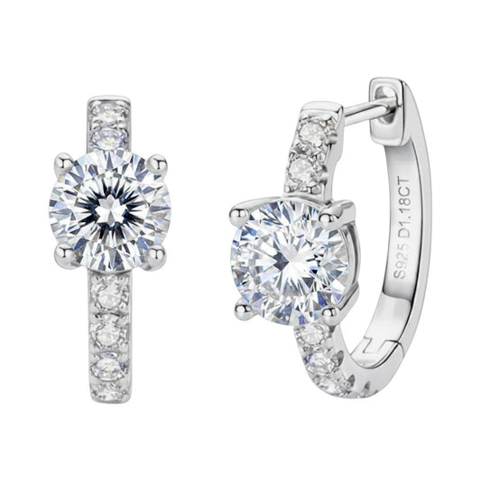 LUMIOR Imperial Hoop oorbellen met 2.36 karaat D-kleur moissaniet in 925 sterling zilver met platina plating.