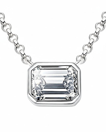 LUMIOR Imperial Solitaire ketting met 1 karaat rechthoekige moissaniet in 925 sterling zilver.