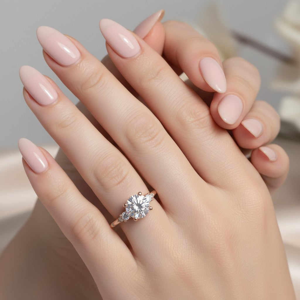 LUMIOR Isla ring met 2 karaat moissaniet diamant in 18K roségoud verguld sterling zilver met vierklauwzetting.