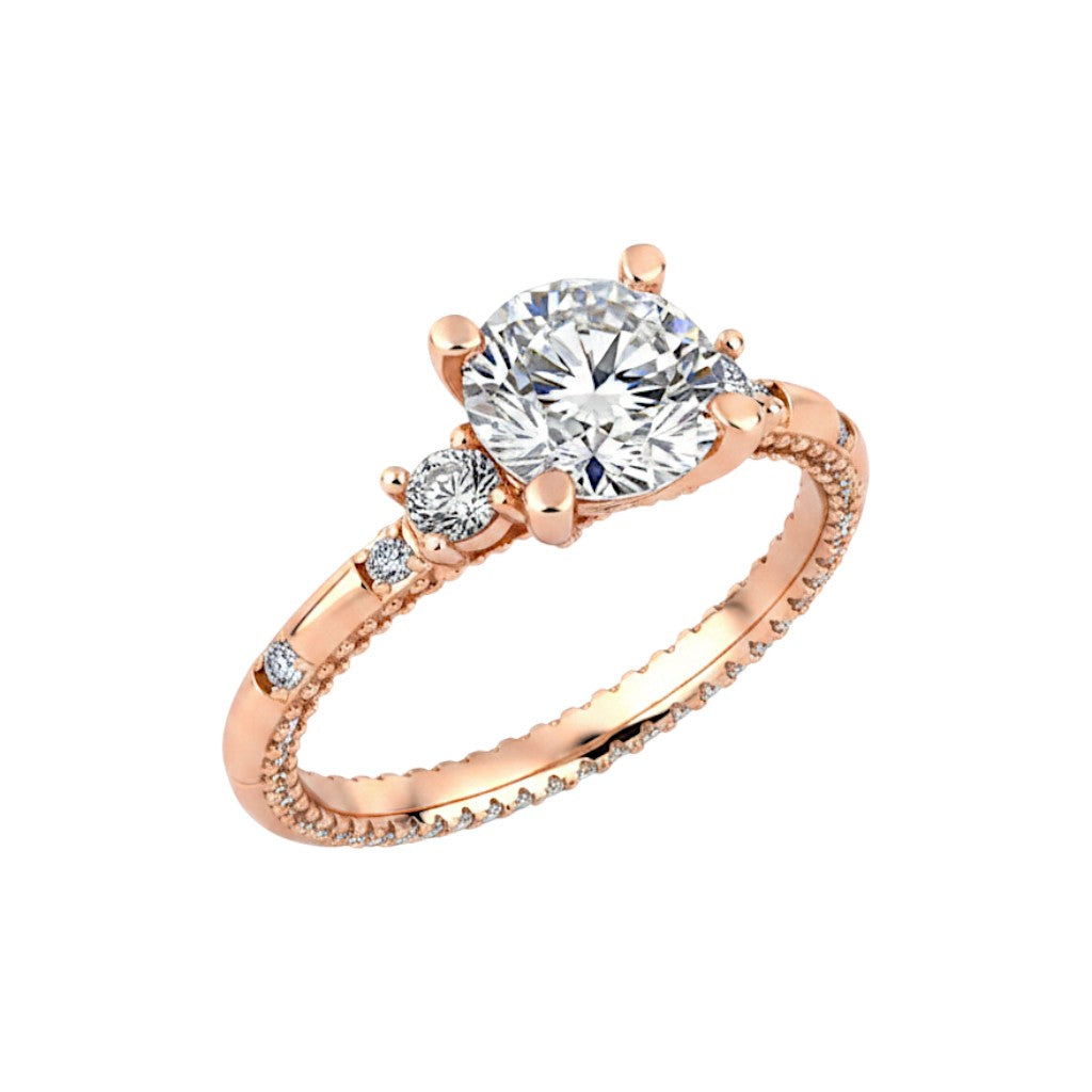 LUMIOR Isla ring met 2 karaat moissaniet diamant in 18K roségoud verguld sterling zilver. Solitaire met vier klauwen.