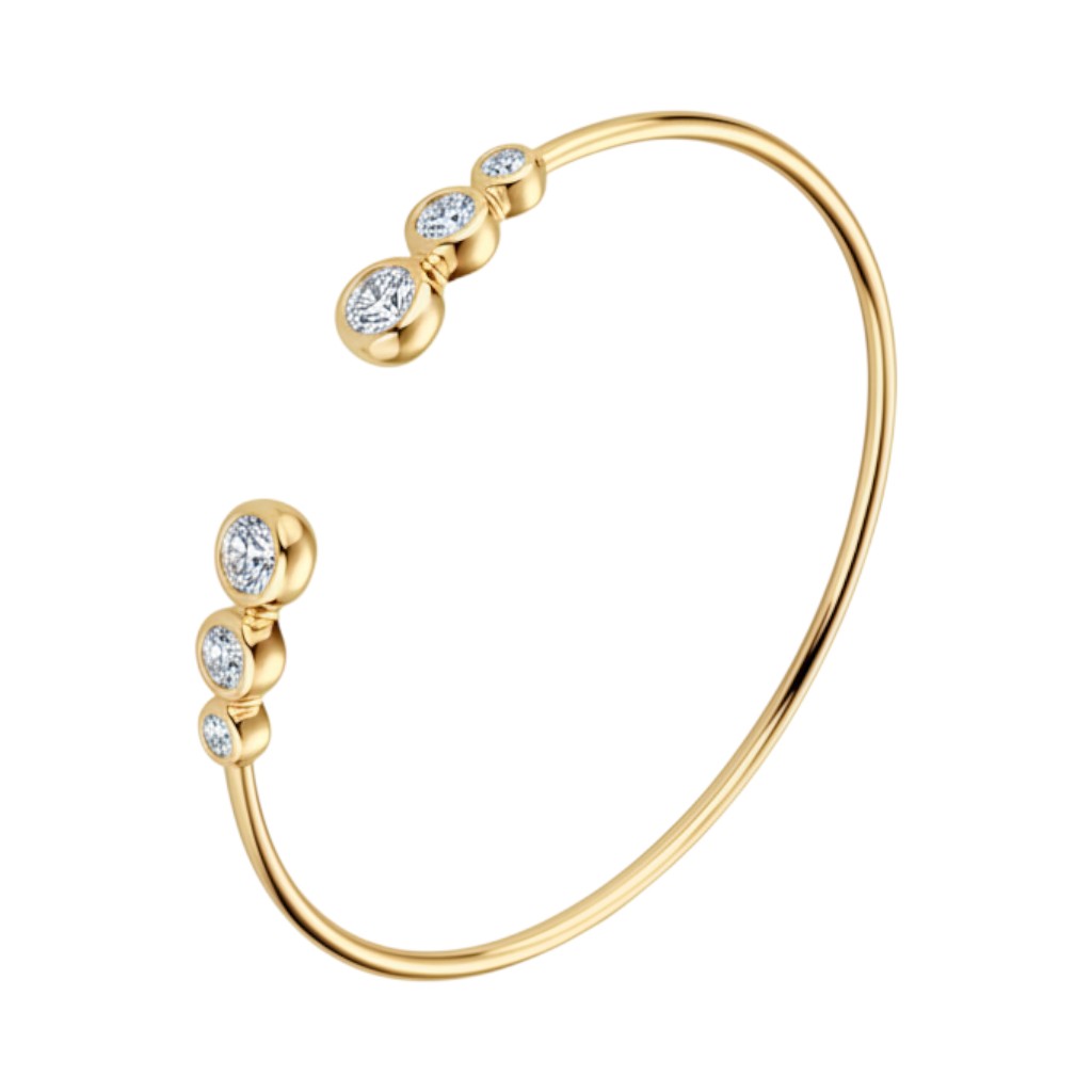 LUMIOR klassieke armband met 1.8 karaat moissaniet, 925 sterling zilver met 18K goud of platina plating, 6.8 inch
