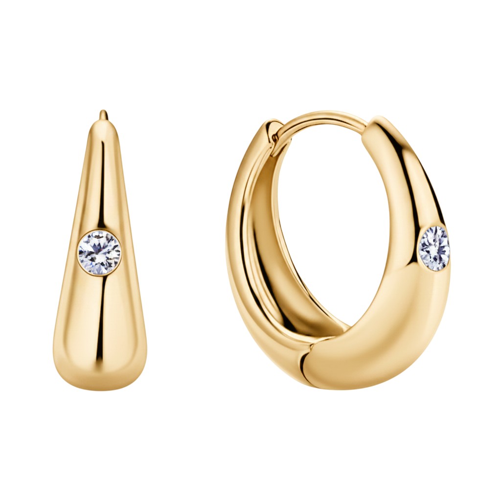 LUMIOR minimalist druppelvormige oorbellen met 0,12 karaat moissaniet in 925 sterling zilver, platina of 18K goud verguld.