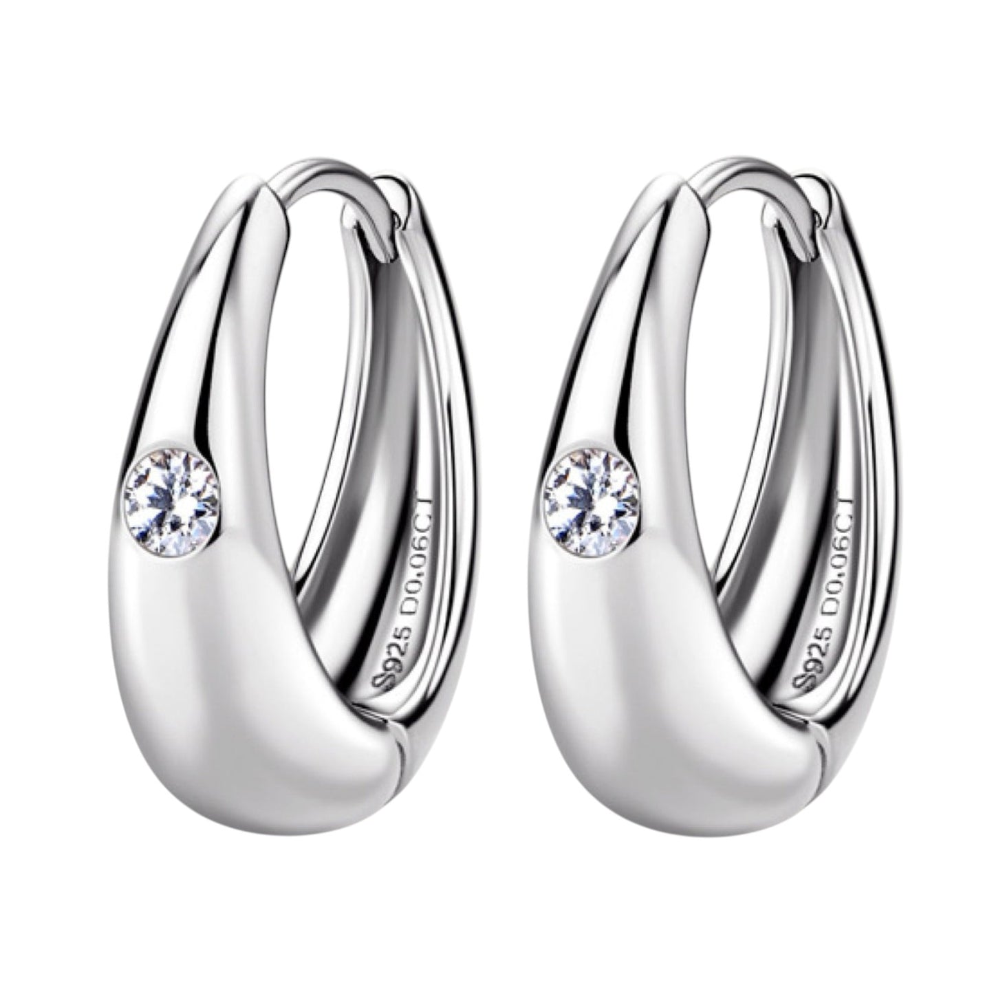 LUMIOR minimalist oorbellen met 0.12 karaat moissaniet in sterling zilver